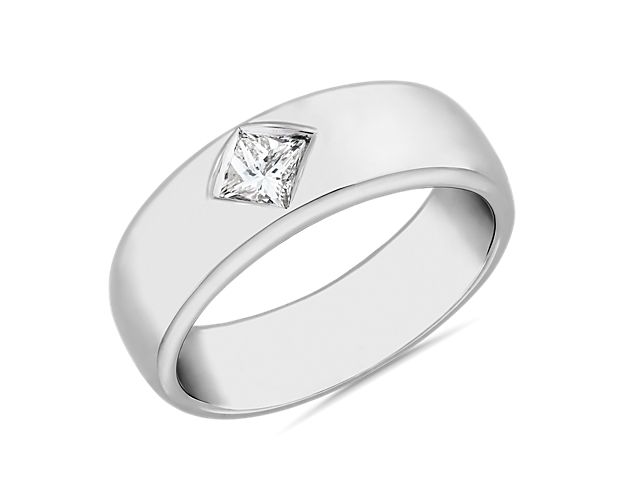 Dare to be true to your personal style with a platinum ring made to be worn by everyone in any way. Designed for ZAC by Zac Posen, it features a brilliant east-west princess cut diamond at the center of its band.